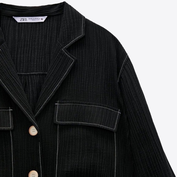 Zara topstitched blouse black - Picture 4 of 11